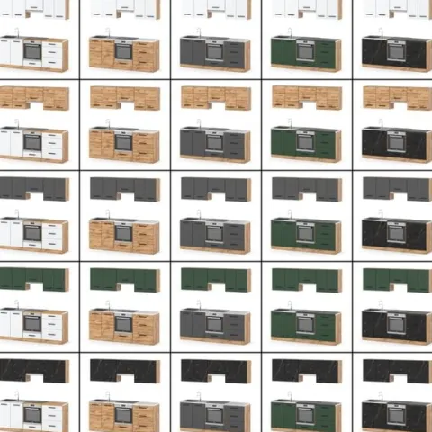 Meble Kuchenne Nowoczesne Z Blatem Modułowe Małe 2.0m Wotan San Sebastian