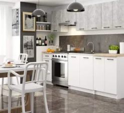 MEBLE KUCHENNE ZESTAW OLIWIA 1.8M BIAŁY-BETON