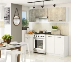 MEBLE KUCHENNE ZESTAW OLIWIA 1.8M BETON-BIAŁY