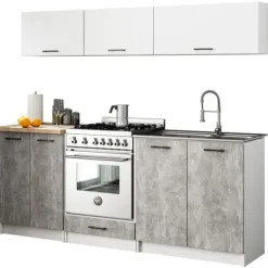 MEBLE KUCHENNE ZESTAW OLIWIA G1 2.0M BIAŁY-BETON