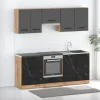 Meble Kuchhenne Małe Modułowe Z Blatem 2.0m Wotan Szary Mat San Sebastian