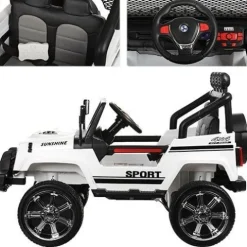 MEGA JEEP SUNSHINE, NAPĘD 4X4, 2X12V ,WOLNY START/ MIĘKKIE KOŁA, BLUETOOTH, RADIO EXCLUSIVE/2388