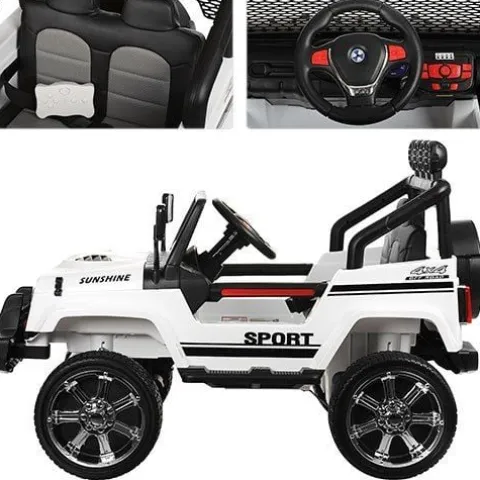 MEGA JEEP SUNSHINE, NAPĘD 4X4, 2X12V ,WOLNY START/ MIĘKKIE KOŁA, BLUETOOTH, RADIO EXCLUSIVE/2388