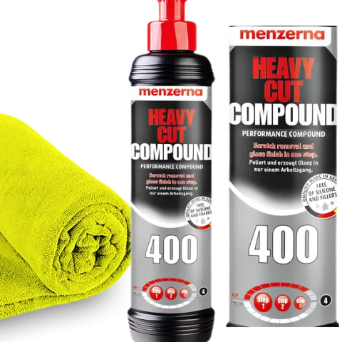Menzerna HCC 400 Heavy Cut 250ml Mocno Tnąca Pasta Polerska Mikrofibra