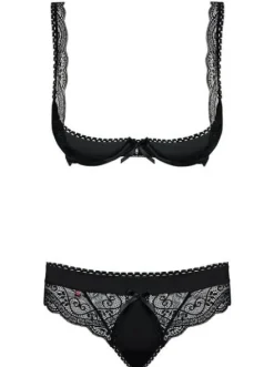 Miamor komplet 2 cz. czarny - zachęcający do zabawy komplecik w kolorze czarnym Obsessive S/M
