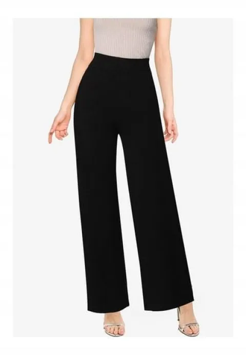 MISSGUIDED PETITE CZARNE PRĄŻKOWANE SPODNIE 34/36