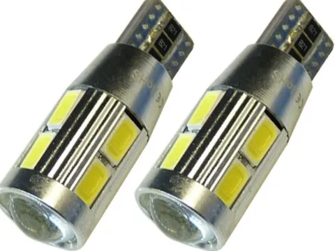 mocna żarówka LED T10 w5w 10 x 5730 soczewka CANBUS 12v kpl 2 SZT