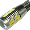 mocna żarówka LED T10 w5w 10 x 5730 soczewka CANBUS 12v