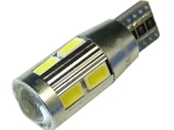 mocna żarówka LED T10 w5w 10 x 5730 soczewka CANBUS 12v