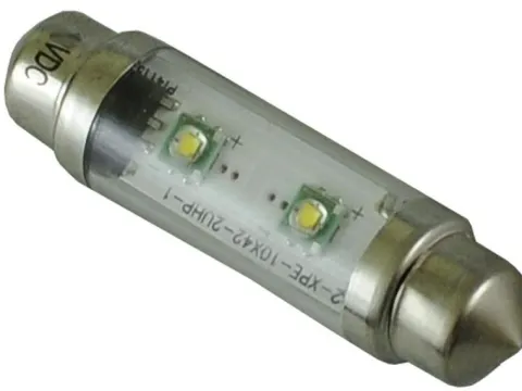 mocna żarówka LED 10x42 mm 2x Cree XP-E 12v 24v biała zimna c10w c15w