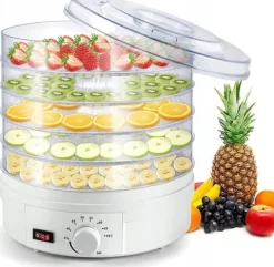 MOCNA SUSZARKA DO ZIÓŁ GRZYBÓW OWOCÓW WARZYW MOC 500W | 5 TACEK | BPA FREE