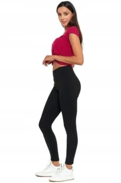 Moraj Prążkowane Damskie Legginsy z Wysokim Stanem 1500-013 czarny S/M