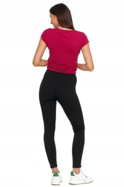 Moraj Prążkowane Damskie Legginsy z Wysokim Stanem 1500-013 czarny S/M