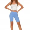 Moraj Prążkowane Legginsy Kolarki z Wysokim Stanem 850-013 Niebieski L/XL