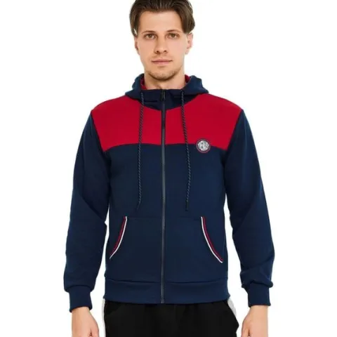 Męska Bluza Sportowa z Kapturem Treningowa na Zamek Granatowa Rozmiar S