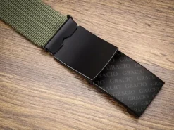 Męski KHAKI Pasek CZARNA Zaciskowa KLAMRA Krótki do SPODNI 95cm