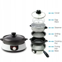 Multicooker wolnowar parowar 8w1 pojemność 1,5L garnek ceramiczny Hometech