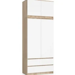 Nadstawka na szafę S 90 cm - dąb sonoma-biała - 2 drzwi