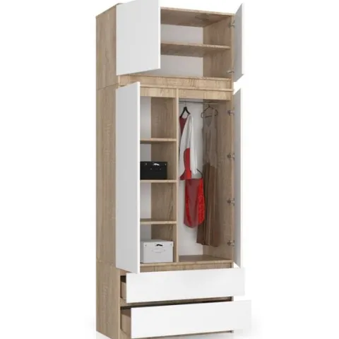 Nadstawka na szafę S 90 cm - dąb sonoma-biała - 2 drzwi