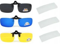 NAKŁADKI PRZECIWSŁONECZNE Z POLARYZACJĄ ZESTAW 3 SZTUKI NA OKULARY UV400