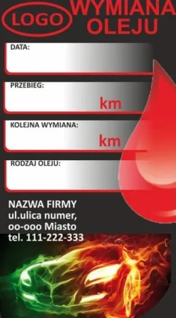 Naklejki serwisowe WYMIANA ROZRZĄDU OLEJU KLIMA