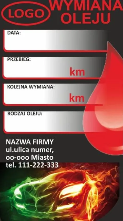Naklejki serwisowe WYMIANA ROZRZĄDU OLEJU KLIMA