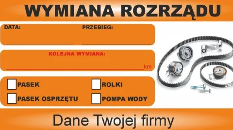 Naklejki serwisowe WYMIANA ROZRZĄDU OLEJU KLIMA