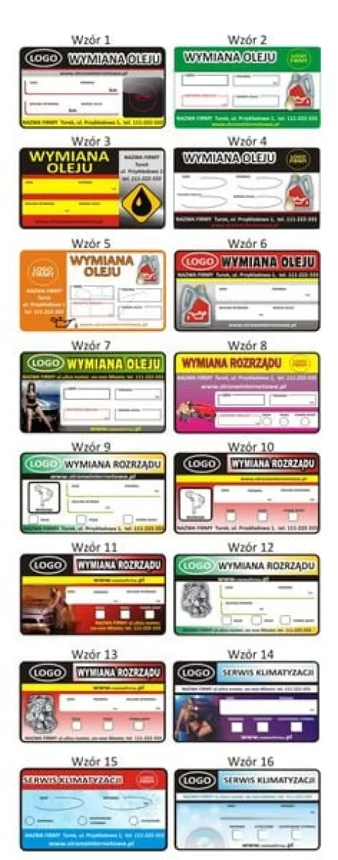 Naklejki serwisowe WYMIANA ROZRZĄDU OLEJU KLIMA