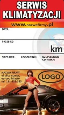 Naklejki serwisowe WYMIANA ROZRZĄDU OLEJU KLIMA