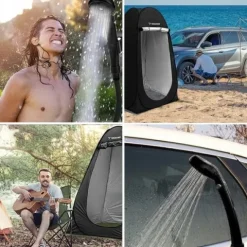 Namiot Plażowy Przebieralnia Przenośna Toaleta WC+ Prysznic Turystyczny 12V