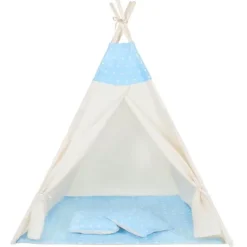 Namiot Tipi dla dzieci wigwam błękitny w gwiazdki XXL