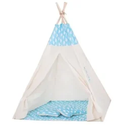 Namiot Tipi dla dzieci wigwam błękitny w chmury XXL