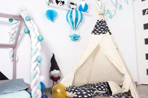 Namiot Tipi dla dzieci wigwam czarny w chmury XXL