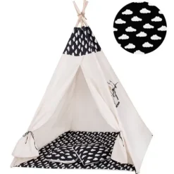 Namiot Tipi dla dzieci wigwam czarny w chmury XXL