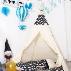 Namiot Tipi dla dzieci wigwam czarny w chmury XXL