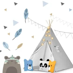 Namiot tipi dla dzieci ze światełkami Nukido - szary