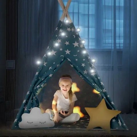 Namiot tipi dla dzieci ze światełkami Nukido - niebieski