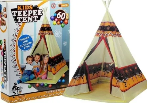Namiot Tipi Indiański Dom Zabaw + 60 Piłek 155 cm