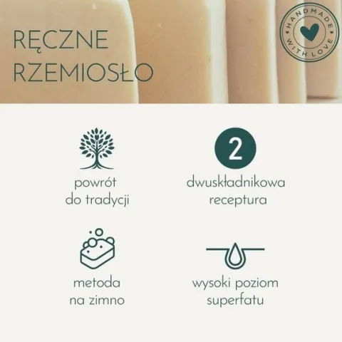 Naturalne, ręcznie robione mydło z łoju wołowego ŁUGIŁÓJ 70 g