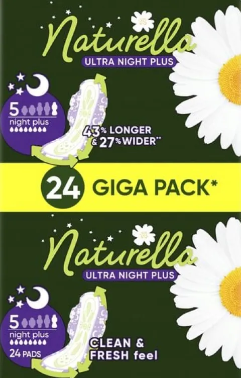 NATURELLA ULTRA NIGHT PLUSPODPASKI HIGIENICZNE ZE SKRZYDEŁKAMI NA NOC 24