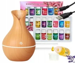 NAWILŻACZ POWIETRZA DYFUZOR ZAPACHOWY AROMATERAPIA + OLEJKI ETERYCZNE x12