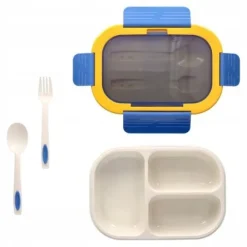 ŚNIADANIÓWKA LUNCHBOX 3 PRZEGRÓDKI SZTUĆCE LUNCH BOX POJEMNIK ŚNIADANIE