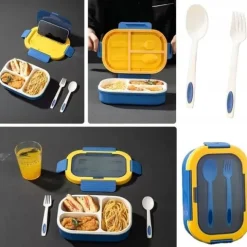ŚNIADANIÓWKA LUNCHBOX 3 PRZEGRÓDKI SZTUĆCE LUNCH BOX POJEMNIK ŚNIADANIE