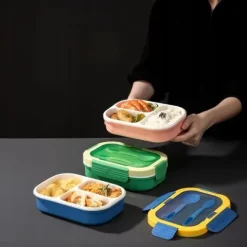 ŚNIADANIÓWKA LUNCHBOX 3 PRZEGRÓDKI SZTUĆCE LUNCH BOX POJEMNIK ŚNIADANIE