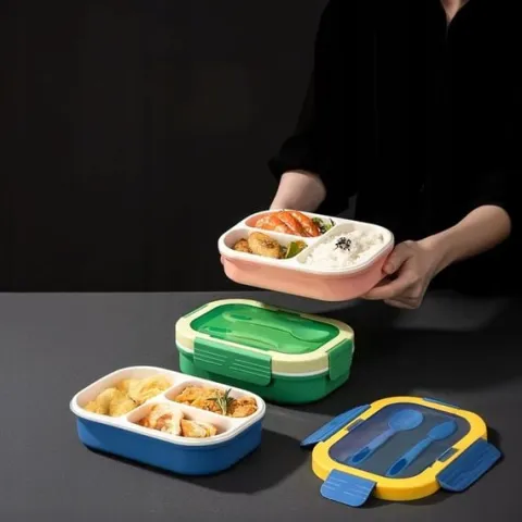 ŚNIADANIÓWKA LUNCHBOX 3 PRZEGRÓDKI SZTUĆCE LUNCH BOX POJEMNIK ŚNIADANIE
