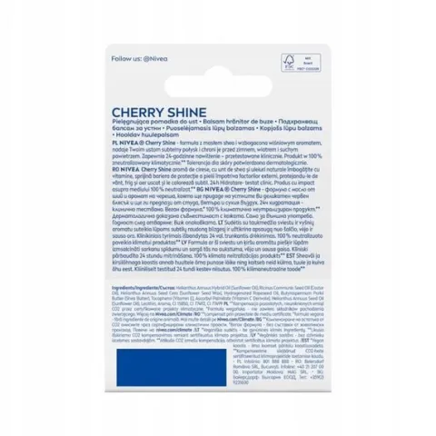 NIVEA CHERRY SHINE Pomadka ochronna do ust wiśniowa koloryzująca 4,8g