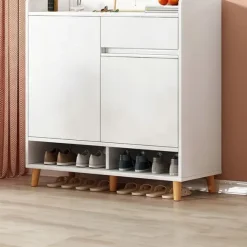 Nowoczesna szafka na buty z szufladą pojemna biała
