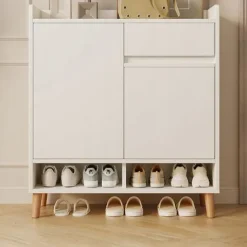 Nowoczesna szafka na buty z szufladą pojemna biała