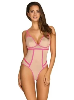 Nudelia body różowe - Obsessive L/XL