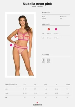 Nudelia top i figi różowe - Obsessive L/XL